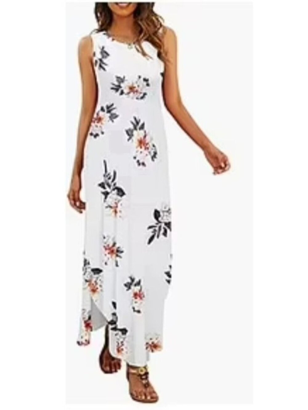 Hount Womens Casual Sleeveless Loose Maxi Pockets Summer Vacation Beach Size XXL